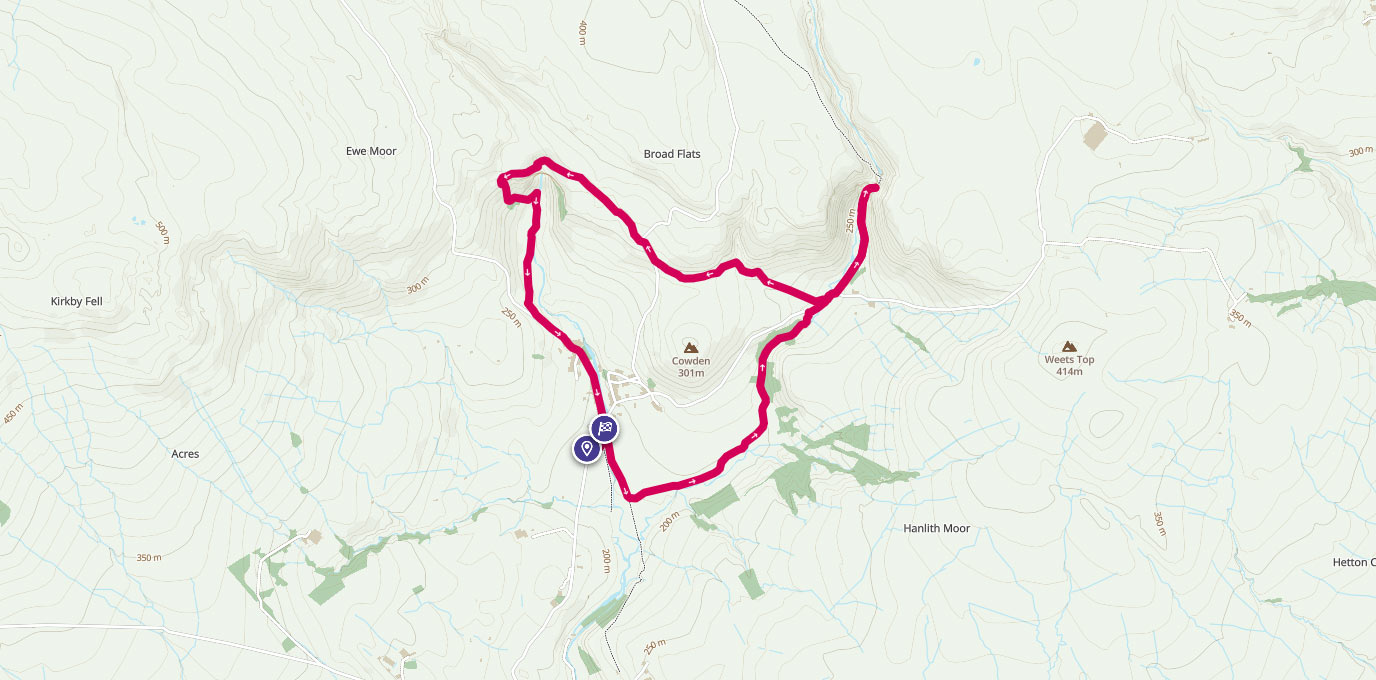 Magical Malham walk route on map