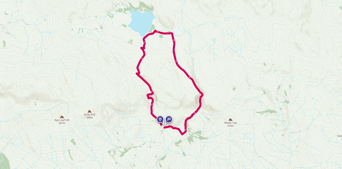 Malham Cove route line on map