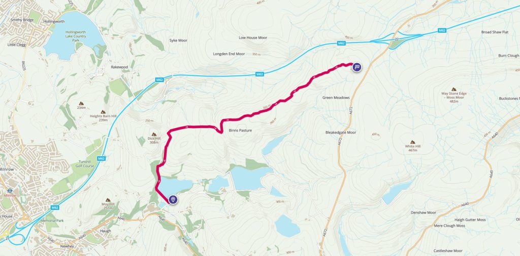 Ogden Reservoir to Windy Hill route map