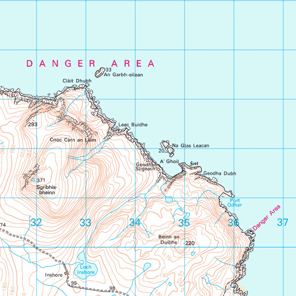 Danger Area on OS Explorer (25k) map