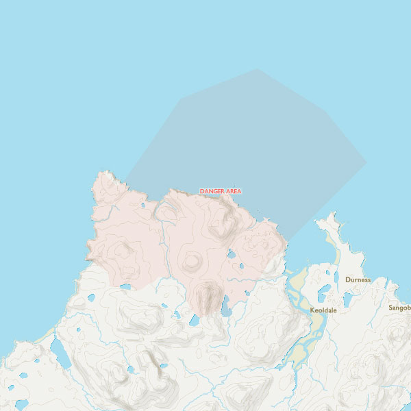 Danger Area on OS Maps 'Standard' map